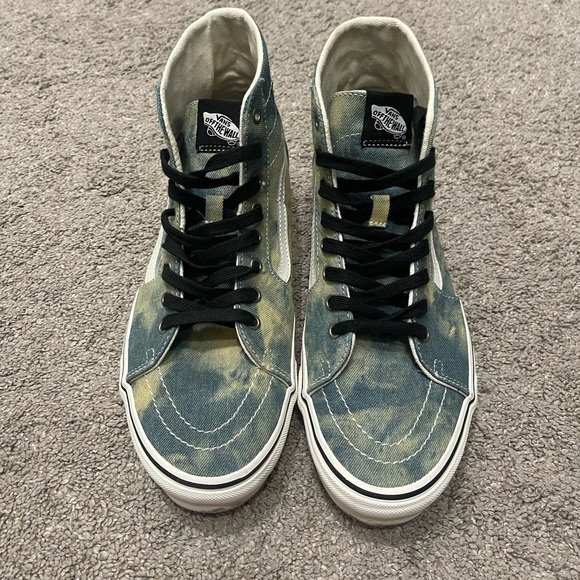 NWOT Vans High-Top Sneakers in Blue Acid Wash with Skull - Picture 1 of 6
